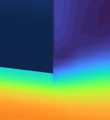 Refined mesh, base corner zoom